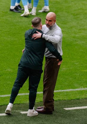 FA Cup Final Chelsea v Manchester City Wembley Stadium 16.05.2026 Manchester City manager Pep Guardiola and Chelsea head coach Calum McFarlane FA Cup Final Chelsea v Manchester City Wembley Stadium 16.05.2026 Photograph By Marc Aspland The Times  Copyright: xMarcxAsplandx NINTCHDBPICT001081304400