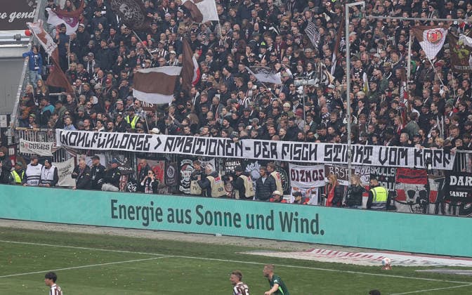 Banner in the fan block of FC St Pauli Football, 1 BL, Season 2025 2026, Men, FC St Pauli vs VfL Wolfsburg, 34 Matchday , 1 3 Wolfsburg thus in the relegation and St Pauli is relegated DFL REGULATIONS PROHIBIT ANY USE OF PHOTOGRAPHS AS IMAGE SEQUENCES AND OR QUASI VIDEO