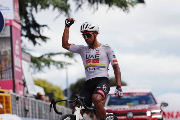 Ecuador™s Manuel Jhonatan Narvaez of UAE Team Emirates XRG stage winner during Stage 8 of the Giro d™Italia, from Chieti to Fermo, Italy, Saturday, May 16, 2026.  Copyright: xGianmattiaxD Alberto LaPressex