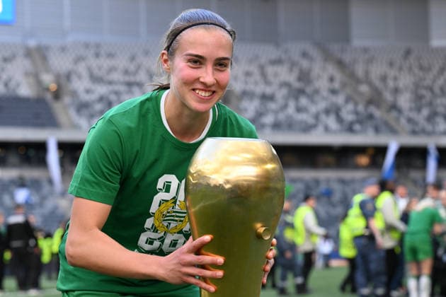 260516 Hammarbys Vilma Emilia Koivisto celebrates with the trophy after the final of the Swedish Cup between Hammarby and Häcken on May 16, 2026 in Stockholm  Copyright: EMMAxWALLSKOG BB260516EW114
