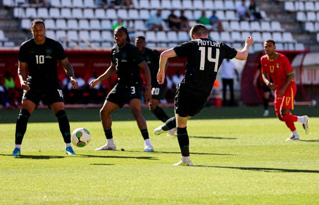 International Friendly, Länderspiel, Nationalmannschaft Enrique Roca Stadium, Murcia, Spain 16 5 2026 Republic of Ireland vs Grenada Ireland s Jack Moylan takes a shot at goals Jack Moylan takes a shot at goals 16 5 2026  Copyright: x INPHO RyanxByrnex RB2_7957
