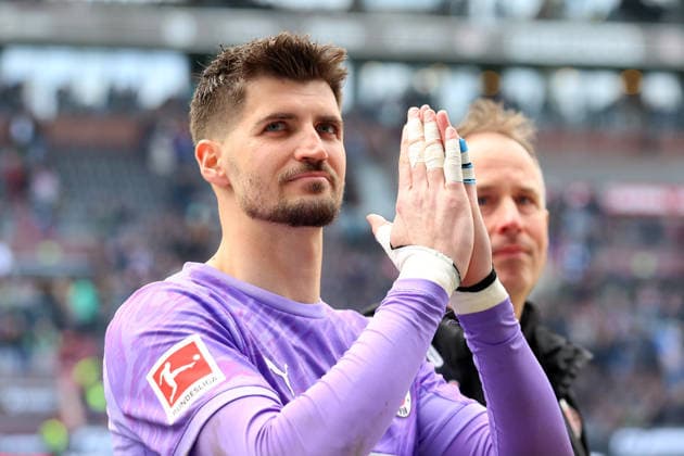 16.05.2026, xtgx, Fussball 1.Bundesliga, FC St.Pauli - VfL Wolfsburg v.l. Nikola Vasilj (FC St.Pauli) Enttäuscht, traurig, frustriert, ratlos, (DFL DFB REGULATIONS PROHIBIT ANY USE OF PHOTOGRAPHS as IMAGE SEQUENCES and or QUASI-VIDEO) Hamburg *** 16 05 2026, xtgx, Soccer 1 Bundesliga, FC St Pauli VfL Wolfsburg v l Nikola Vasilj FC St Pauli Disappointed, sad, frustrated, helpless, DFLB DFB REGULATIONS PROHIBIT ANY USE OF PHOTOGRAPHS as IMAGE SEQUENCES and or QUASI VIDEO Hamburg