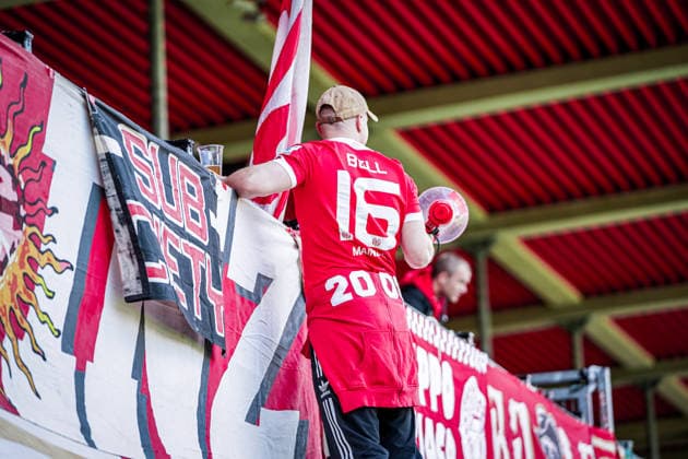 Germany Soccer 1 Bundesliga 2025 2026 , 34 Matchday 1 FC Heidenheim vs 1 FSV Mainz 05 Voith Arena Heidenheim an der Brenz Fan, Fans, Choreo, Flags Copyright: xBennetxLongx