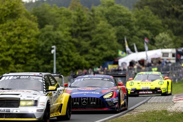 NÜRBURG - Max Verstappen with his Mercedes AMG GT3 during the 24 Hours of Nürburgring, at the German circuit in the Eifel. Verstappen alternates the wheel with Austrian Lucas Auer, Andorran Jules Gounon, and Spaniard Daniel Juncadella. SANDER KONING ANP xVIxANPxSportx xxANPxIVx 558467197 originalFilename: 558467197.jpg