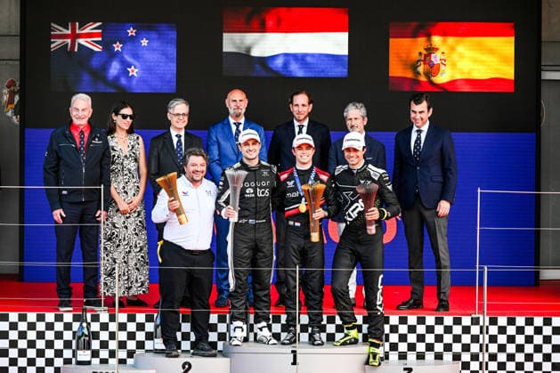IPA84757411 - , 09 Driver Mitch Evans And Driver Nyck De Vries And 33 Driver Dan TicktumofIn Celebrating The Final Podium Race 1,During Abb Fia Formula E World Championship, WM, Weltmeisterschaft Monaco E-Prix 2026 ,16 May Monte Carlo ,Monaco  Copyright: xLucaxBarsali IPAxSportx xx 84757411