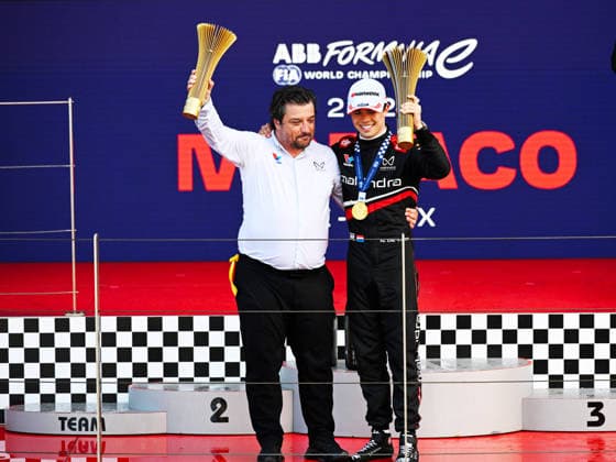 IPA84757448 - , 09 Driver Mitch Evans And Driver Nyck De Vries And 33 Driver Dan TicktumofIn Celebrating The Final Podium Race 1,During Abb Fia Formula E World Championship, WM, Weltmeisterschaft Monaco E-Prix 2026 ,16 May Monte Carlo ,Monaco  Copyright: xLucaxBarsali IPAxSportx xx 84757448