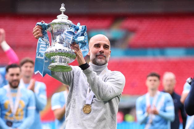 Chelsea v Manchester City - Emirates FA Cup Final Pep Guardiola, Manager of Manchester City celebrates with Trophy after winning the Emirates FA Cup Final match between Chelsea and Manchester City on May 16, 2026 in London, England. WARNING! This Photograph May Only Be Used For Newspaper And Or Magazine Editorial Purposes. May Not Be Used For Publications Involving 1 player, 1 Club Or 1 Competition Without Written Authorisation From Football DataCo Ltd. For Any Queries, Please Contact Football DataCo Ltd on +44 (0) 207 864 9121 London Wembley Stadium England United Kingdom Copyright: xAllstarxPicturexLibraryxLtdx