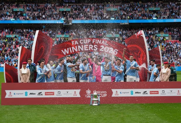 Chelsea v Manchester City FA Cup Final, Football, Wembley Stadium, London, UK - 16 May 2026 Manchester City celebrate their FA Cup win against Chelsea. London Wembley Stadium London UK, UK NEWSPAPERS OUT Copyright: xSeanxRyanx