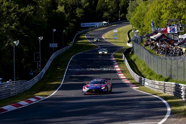 NÜRBURG - Max Verstappen with his Mercedes AMG GT3 during the 24 Hours of Nürburgring, at the German circuit in the Eifel. Verstappen alternates the wheel with Austrian Lucas Auer, Andorran Jules Gounon, and Spaniard Daniel Juncadella. SANDER KONING ANP xVIxANPxSportx xxANPxIVx 558468029 originalFilename: 558468029.jpg