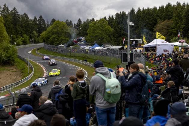 NÜRBURG - Max Verstappen (b) with his Mercedes AMG GT3 during the 24 Hours of Nürburgring, at the German circuit in the Eifel. Verstappen alternates the wheel with Austrian Lucas Auer, Andorran Jules Gounon and Spaniard Daniel Juncadella. SANDER KONING ANP xVIxANPxSportx xxANPxIVx 558469220 originalFilename: 558469220.jpg