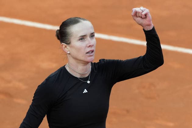 Elina Svitolina of Ukraine celebrates during the match against Coco Gauff of United States at the Internazionali BNL d Italia 2026 tennis tournament at Foro Italico in Rome (Italy) on May, 16, 2026. AntoniettaxBaldassarre
