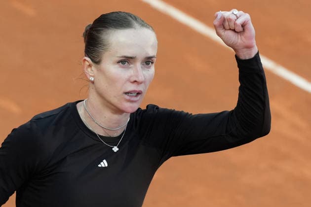 Elina Svitolina of Ukraine celebrates during the match against Coco Gauff of United States at the Internazionali BNL d Italia 2026 tennis tournament at Foro Italico in Rome (Italy) on May, 16, 2026. AntoniettaxBaldassarre