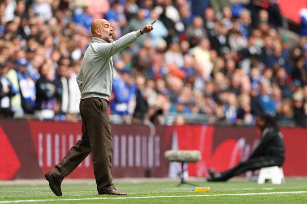 Manager of Manchester City, Pep Guardiola - Chelsea v Manchester City, The Emirates FA Cup Final, Wembley Stadium, London, UK - 16th May 2026. No free usage or syndication, standard fees apply. Chelsea v Manchester City, Emirates FA Cup Final, Football, Wembley Stadium, London, UK - 16 May 2026London Wembley Stadium United Kingdom EDITORIAL USE ONLY No use with unauthorised audio, video, data, fixture lists, club league logos or live services. Online in-match use limited to 120 images, no video emulation. No use in betting, games or single club league player publications. Copyright: xMDI Shutterstockx 16878198ai