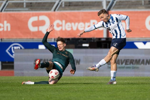 GER, Soccer, RLN, VfB Oldenburg vs SV Werder Bremen II U23 16 05 2026, Marschwegstadion, Oldenburg, GER, RLN, VfB Oldenburg vs SV Werder Bremen II U23 , DFL regulations prohibit any use of photographs as image sequences and or quasi video, in the picture Rafael BRAND VfB Oldenburg 8 with the shot to 1 to 0 nordphotoxgmbhx xRojahn nph00310