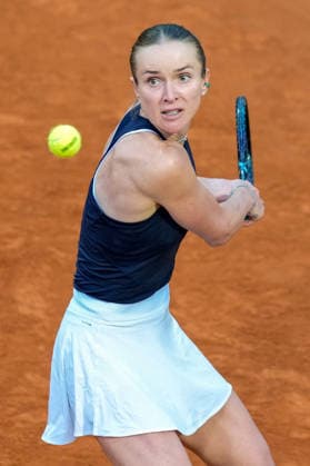 Elina Svitolina of Ukraine celebrates during the match against Coco Gauff of United States at the Internazionali BNL d Italia 2026 tennis tournament at Foro Italico in Rome (Italy) on May, 16, 2026. AntoniettaxBaldassarre