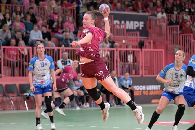 Ida Petzold TusSies Metzingen, 08 at the throw goal TusSies Metzingen vs Sport Union Neckarsulm , Handball, Alsco HBF, 5 Play Off League Matchday, Season 2025 2026, 16 05 2026 TusSies Metzingen vs Sport Union Neckarsulm , Handball, Alsco HBF, 5 Play Off League Matchday, Season 2025 2026, 16 05 2026 Tuebingen Copyright: xEibner-Pressefoto TobiasxBaurx EP_TBR