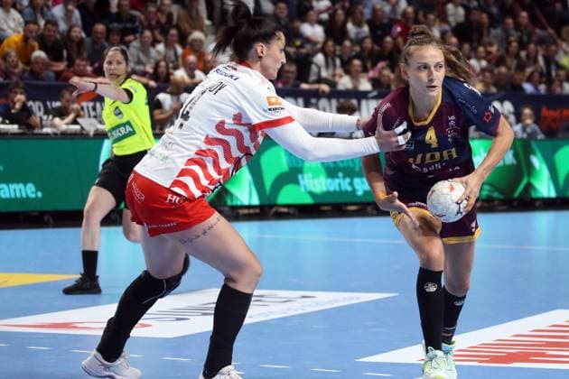 handball, ehf european league, 1 2 finale, dijon - esztergom NICOLAS GOISQUE MAXPPP - 16-5-2026, 18h00, handball, ehf european league, 1 2 finale, jda bourgogne dijon - mol esztergom, claire vautier en action pour dijon  Copyright: xMAXPPPxNICOLASxGOISQUEx GSQ202605167220 GSQ202605167220