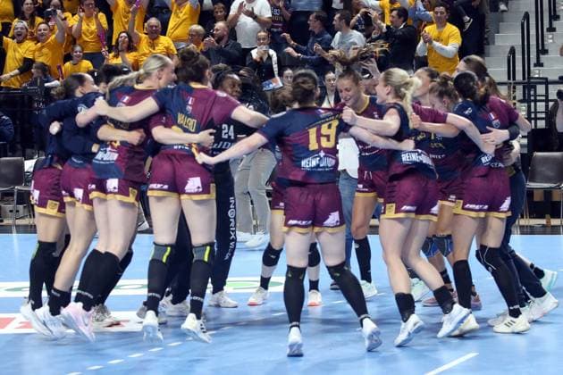 handball, ehf european league, 1 2 finale, dijon - esztergom NICOLAS GOISQUE MAXPPP - 16-5-2026, 18h00, handball, ehf european league, 1 2 finale, jda bourgogne dijon - mol esztergom, l explosion de joie des dijonnaises à la fin de la rencontre  Copyright: xMAXPPPxNICOLASxGOISQUEx GSQ202605167256 GSQ202605167256