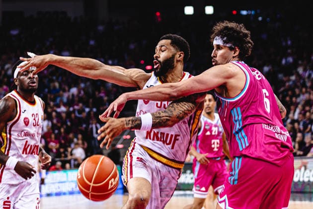easyCredit Basketball Bundesliga, Playoff Quarterfinal Telekom Baskets Bonn vs Fitness First Baskets Würzburg, 16 05 2026 Michael Kessens Telekom Baskets Bonn 6 and David Muenkat Würzburg 55 easyCredit Basketball Bundesliga, Playoff Quarterfinal Telekom Baskets Bonn vs Fitness First Baskets Würzburg, 16 05 2026, Telekom Dome Bonn Copyright: xBEAUTIFULxSPORTS Derixx