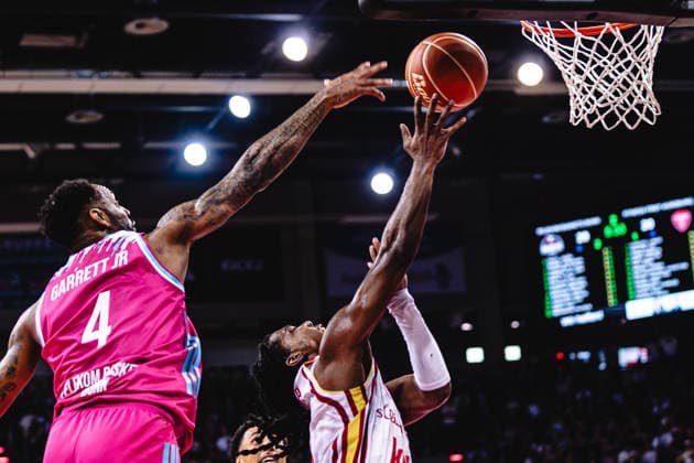 easyCredit Basketball Bundesliga, Playoff Quarterfinals Telekom Baskets Bonn vs Fitness First Baskets Würzburg, 16 05 2026 Marcus Carr Würzburg 5 and Jeff Garrett Jr Telekom Baskets Bonn 4 easyCredit Basketball Bundesliga, Playoff Quarterfinals Telekom Baskets Bonn vs Fitness First Baskets Würzburg, 16 05 2026, Telekom Dome Bonn Copyright: xBEAUTIFULxSPORTS Derixx