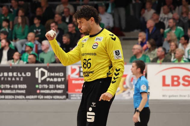 16 05 2026, Handball, Men, 3 League, Season 2025 2026, Promotion round, HG Saarlouis ASV Hamm Westfalen, Marcos Vinicois Colodeti ASV Hamm Westfalen cheers Saarlouis Stadtgartenhalle Saarland Germany DEU Copyright: xSebastianxBachx