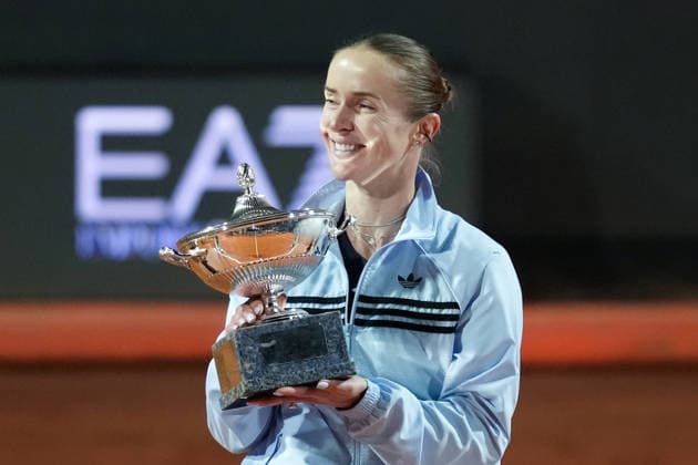 Elina Svitolina of Ukraine holds the trophy after winning the Internazionali BNL d Italia 2026 tennis tournament final at Foro Italico in Rome (Italy) on May, 16, 2026. AntoniettaxBaldassarre