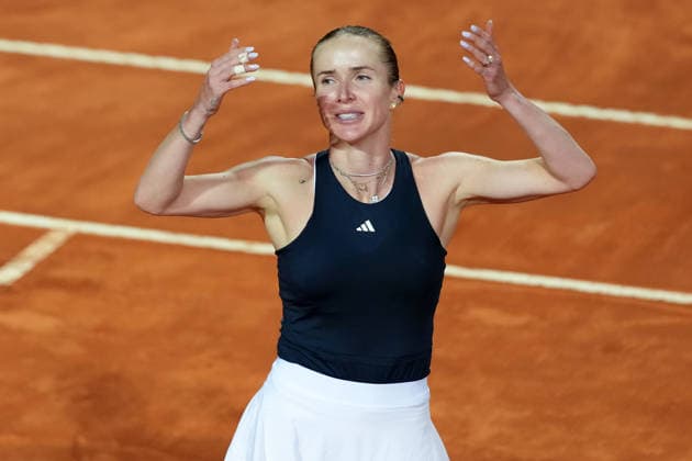 Elina Svitolina of Ukraine celebrates after winning the Internazionali BNL d Italia 2026 tennis tournament Final at Foro Italico in Rome (Italy) on May, 16, 2026. AntoniettaxBaldassarre