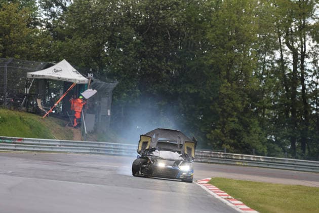 Nürburg, Germany 14 17 May 2026 ADAC Ravenol 24h race Nürburgring 2026 Saturday race Swallowtail crash In the picture 16 Scherer Sport PHX Audi R8 LMS GT3 evo II Christopher Haase GER, Alexander Sims GBR, Ben Green GBR Nürburgring Rheinland Pfalz Copyright: xFotostandx xFabianxWernerx