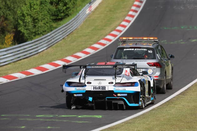 Nürburg, Germany 14 17 May 2026 ADAC Ravenol 24h Race Nürburgring 2026 Saturday Race Dovetail crash destroy end In the picture 47 KCMG Mercedes AMG GT3 Nirei Fukuzumi JPN, Naoya Gamou JPN, Jesse Krohn FIN, David Pittard GBR Nürburgring Rheinland Pfalz Copyright: xFotostandx xFabianxWernerx