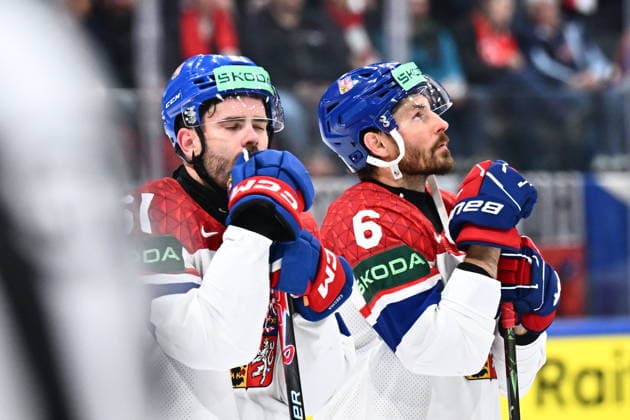 L-R Martin Kaut (CZE) and Michal Kempny (CZE) are seen after lost during the 2026 IIHF World Championship, WM, Weltmeisterschaft Group B, match Slovenia vs Czech Republic, on May 16, 2026, Fribourg, Switzerland. (CTKxPhoto RadekxPetrasek) CTKPhotoP2026051607174  CTKPhotoP2026051607174