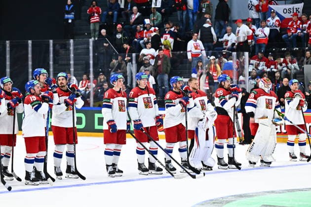 Czech players are seen after lost during the 2026 IIHF World Championship, WM, Weltmeisterschaft Group B, match Slovenia vs Czech Republic, on May 16, 2026, Fribourg, Switzerland. (CTKxPhoto RadekxPetrasek) CTKPhotoP2026051607192  CTKPhotoP2026051607192