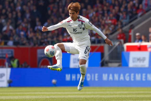 Soccer, 1 Bundesliga, Matchday 34, 2025 2026, 1 FC Heidenheim vs 1 FSV Mainz 05, 16 05 2026, Voith Arena, Heidenheim, Germany, Kaishu SANO 1 FSV Mainz 05 6 with ball reception in the air Heidenheim Voith Arena Baden Württemberg Germany Copyright: xGaetanoxDixRosax