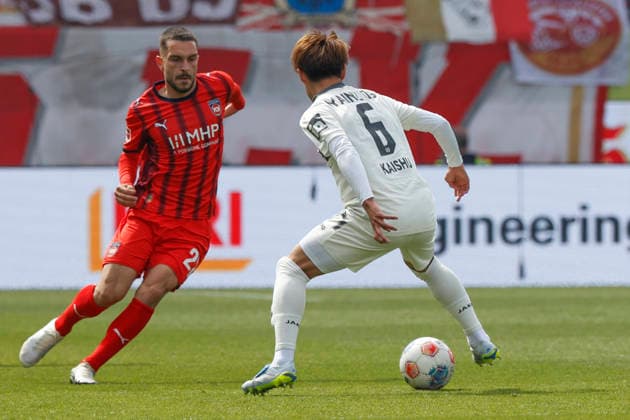 Football, 1 Bundesliga, Matchday 34, 2025 2026, 1 FC Heidenheim vs 1 FSV Mainz 05, 16 05 2026, Voith Arena, Heidenheim, Germany, Arijon IBRAHIMOVIC 1 FC Heidenheim 22 li in duel with Kaishu SANO 1 FSV Mainz 05 6 Heidenheim Voith Arena Baden Württemberg Germany Copyright: xGaetanoxDixRosax