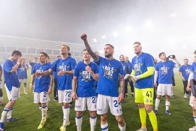 Radom 16.05.2026. Football Ekstraklasa season 2025 2026 match between Radomiak Radom and Lech Poznan in Radom, Poland --- Ekstraklasa sezon 2025 2026 mecz Radomiak Radom - Lech Poznan Persons Shown : radosc bramka gol punkt emocje feta Fot. Igor Jakubowski Arena Akcji NEWSPIX.PL --- newspix.pl 