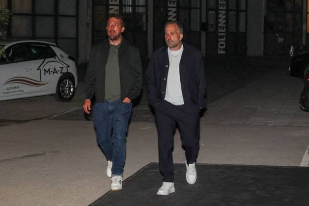 Co-coach Alexander Frankenberger FC AUgsburg and head coach Manuel Baum FC Augsburg arrive at the location, FC Augsburg end of season party, football, 1 Bundesliga, 34 matchday, 16 05 2026 DFL DFB regulations prohibit any use of photographs as image sequences and or quasi video Augsburg Bayern Germany Copyright: xkolbert-press ChristianxKolbertx