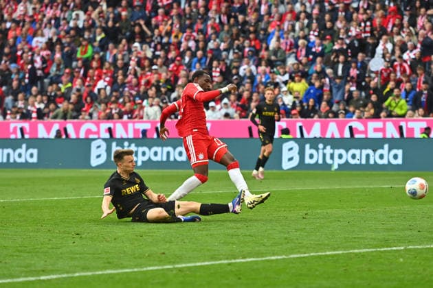 Goal Nicolas JACKSON Bayern Muenchen to 5 1, Action,Goal kick Soccer 1 Bundesliga Season 2025 2026, 34 Matchday, Matchday34 FC Bayern Muenchen 1 FC Koeln 5 1 on 16 05 2026 , A L L I A N Z A R E N A