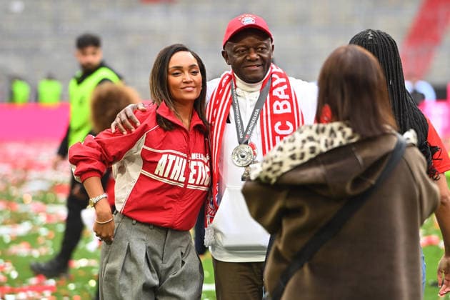 Carla Higgis wife of Vincent KOMPANY Bayern Muenchen and Pierre KOMPANY, award ceremony Football 1 Bundesliga Season 2025 2026, 34 Matchday, Matchday34 FC Bayern Muenchen 1 FC Koeln 5 1 on 16 05 2026 , A L L I A N Z A R E N A
