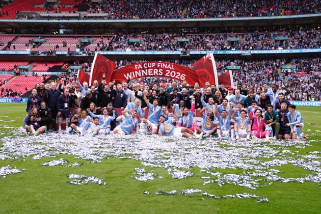 Emirates FA Cup Final Chelsea v Manchester City Manchester city celebrate fa cup win during the Emirates FA Cup Final match Chelsea vs Manchester City at Wembley Stadium, London, United Kingdom on 16 May 2026 (Photo by Harvey Murphy News Images) Copyright: xHarveyxMurphy NewsxImagesx