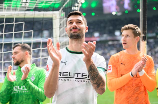 Tim Kleindienst Bor Mönchengladbach claps, clapping, gesture, gesture Football 1 Bundesliga, 34 Matchday, Borussia Moenchengladbach TSG 1899 Hoffenheim 4 0, on 16 05 2026 in Moenchengladbach Germany DFL regulations prohibit any use of photographs as image sequences and or quasi video Â