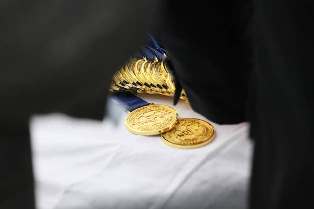 Soccer Regionalliga Nordost 1 FC Lok Leipzig 1 FC Magdeburg II 16 05 2026 The championship medals of the Regionalliga Nordost, NOFV symbol image, Feature Football, Regionalliga Nordost, Season 2025 2026, 34 Matchday 1 FC Lok Leipzig vs 1 FC Magdeburg II on 16 05 2026 at Bruno Plache Stadium, Leipzig Copyright: xBEAUTIFULxSPORTS JanxKaeferx