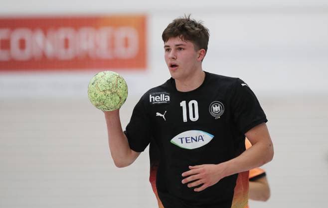 GER, Handball, U20 Germany vs U20 Norway, male 16 05 2026, Erfurt, Riethsporthalle, GER, Handball, Test match as part of the preparations for the U20 European Championship U20 national team male U20 Germany U20 Norway in the picture Rasmus Ankermann Germany