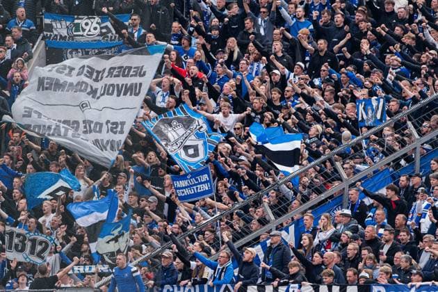 Leverkusen, Germany 16 May 2026 1 BL 2025 2026 Sp 34 Bayer 04 Leverkusen vs Hamburger SV Im Bild HSV Fans DFL DFB regulations prohibit any use of photographs as image sequences and or quasi video BayArena Nordrhein Westfalen Copyright: xFotostandx xKruczynskix