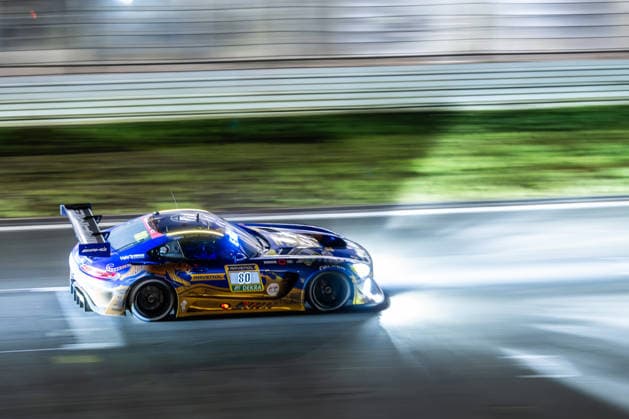 The Mercedes AMG GT3 with starting number 80 from the Mercedes AMG Team RAVENOL team with drivers Maro Engel, Luca Stolz, Fabian Schiller and Maxime Martin will drive at night during the 24-hour race on the Nürburgring Grand Prix circuit in Nürburg Rhineland-Palatinate Germany