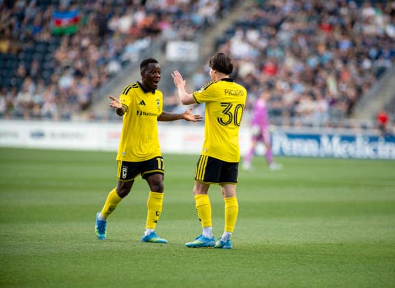 May 16, 2026, Philadelphia, Pennsylvania, United States: Columbus CrewÃ¢â‚¬â ¢s HUGO PICARD (30) celebrates after scoring a goal against the Union during the match at Subaru Park in Chester PA Soccer 2026: Union 1-1 Columbus Crew  - ZUMArf1_ 20260516_zaf_rf1_004 Copyright: xRickyxFitchettx