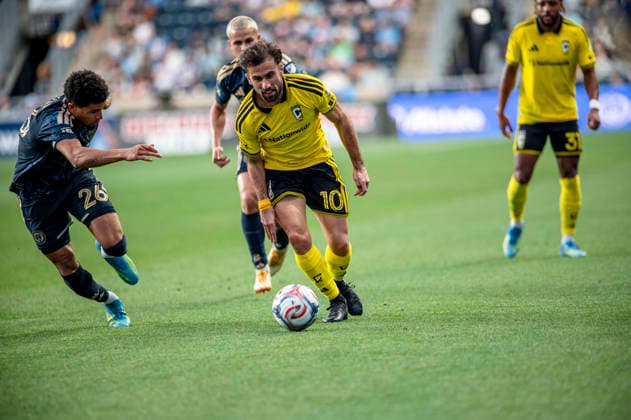 May 16, 2026, Philadelphia, Pennsylvania, United States: Philadelphia UnionÃ¢â‚¬â ¢s NATHAN HARRIEL (26) and CAVAN SULLIVAN (6) fight for the ball against Columbus CrewÃ¢â‚¬â ¢s DIEGO ROSSI (10) during the match at Subaru Park in Chester PA Soccer 2026: Union 1-1 Columbus Crew  - ZUMArf1_ 20260516_zaf_rf1_009 Copyright: xRickyxFitchettx
