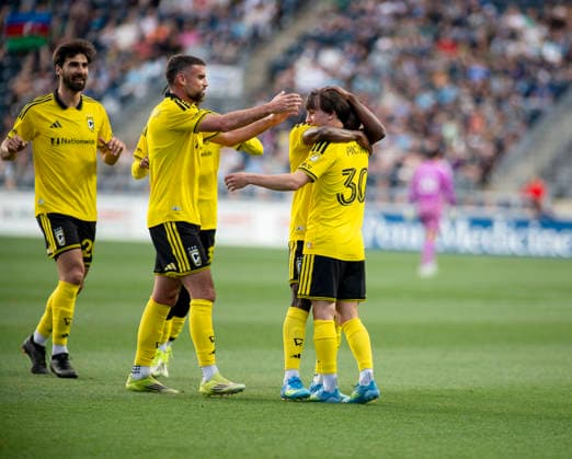 May 16, 2026, Philadelphia, Pennsylvania, United States: Columbus Crew celebrates after scoring a goal against the Union during the match at Subaru Park in Chester PA Philadelphia United States - ZUMArf1_ 20260516_zaf_rf1_005 Copyright: xRickyxFitchettx
