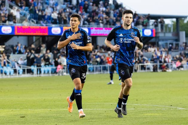 SAN JOSE, CA - MAY 16: Beau Leroux 34 of the San Jose Earthquakes celebrates a goal in the first half of a match against FC Dallas on May 16, 2026 at PayPal Park in San Jose, CA. (Photo by Matthew Huang Icon Sportswire) SOCCER: MAY 16 MLS, Fussball Herren, USA San Jose Earthquakes vs FC Dallas EDITORIAL USE ONLY Icon260516005