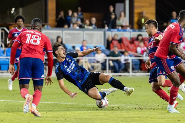 SAN JOSE, CA - MAY 16: Ian Harkes 6 of the San Jose Earthquakes reacts to a foul during a match against FC Dallas on May 16, 2026 at PayPal Park in San Jose, CA. (Photo by Matthew Huang Icon Sportswire) SOCCER: MAY 16 MLS, Fussball Herren, USA San Jose Earthquakes vs FC Dallas EDITORIAL USE ONLY Icon260516012