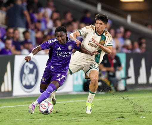 May 16, 2026, U.S.: Orlando City SC midfielder IVoÃ‚ÂN ANGULO (77) and Atlanta United forward CAYMAN TOGASHI (30) battles for the ball. The Orlando City Soccer Club hosted Atlanta United at Inter&Co Stadium in Orlando, FL. U.S. - ZUMAm299 20260516_znp_m299_022 Copyright: xTaylorxMcFeex