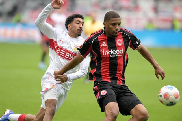 Tiago Tomas li against Aurele Amenda photographed at the soccer Bundesliga match Eintracht Frankfurt against VFB Stuttgart on 16 5 2026 in Frankfurt DFL DFB REGULATIONS PROHIBIT ANY USE OF PHOTOGRAPHS as IMAGE SEQUENCES and or QUASI VIDEO